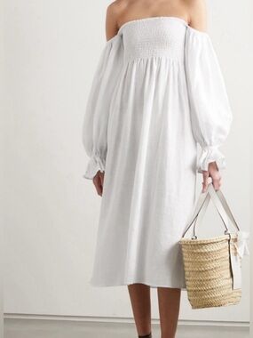 SLEEPER Atlanta midi linen dress